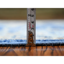 Load image into Gallery viewer, 2&#39;9&quot;x12&#39; Medium Sapphire Blue, Soft Wool Hand Knotted, Afghan Angora Oushak With All Over Design Natural Dyes, Runner Oriental Rug FWR441900