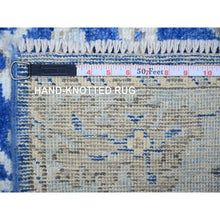 Load image into Gallery viewer, 2&#39;9&quot;x12&#39; Medium Sapphire Blue, Soft Wool Hand Knotted, Afghan Angora Oushak With All Over Design Natural Dyes, Runner Oriental Rug FWR441900