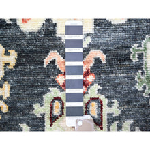 Load image into Gallery viewer, 2&#39;9&quot;x9&#39;9&quot; True Black, 100% Wool Hand Knotted, Afghan Angora Oushak with Pop of Colors Natural Dyes, Runner Oriental Rug FWR441936