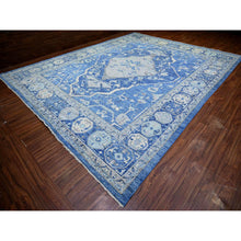 Load image into Gallery viewer, 11&#39;9&quot;x15&#39;1&quot; Steel Blue, Anatolian Village Inspired With Large Medallions Natural Dyes, Soft Wool Hand Knotted, Oversized Oriental Rug FWR441996