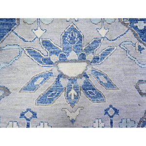 11'9"x15'1" Steel Blue, Anatolian Village Inspired with Large Medallions Natural Dyes, Soft Wool Hand Knotted, Oversized Oriental Rug FWR441996