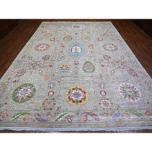 Load image into Gallery viewer, 10&#39;1&quot;x13&#39;8&quot; Tan Color, Finer Peshawar With Uzbek Suzani Design Densely Woven Natural Dyes, 100% Wool Hand Knotted, Oriental Rug FWR442080