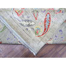 Load image into Gallery viewer, 10&#39;1&quot;x13&#39;8&quot; Tan Color, Finer Peshawar With Uzbek Suzani Design Densely Woven Natural Dyes, 100% Wool Hand Knotted, Oriental Rug FWR442080