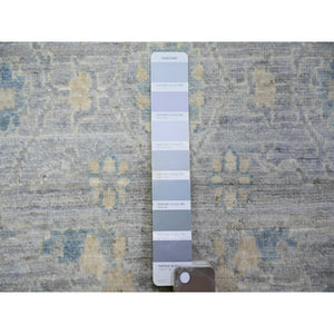 4'x10' Gray, Finer Peshawar With All Over Vines Natural Dyes, Soft Wool Hand Knotted, Wide Runner Oriental Rug FWR442092