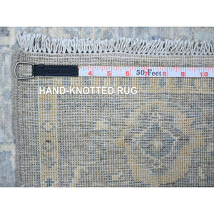 4'x10' Gray, Finer Peshawar With All Over Vines Natural Dyes, Soft Wool Hand Knotted, Wide Runner Oriental Rug FWR442092