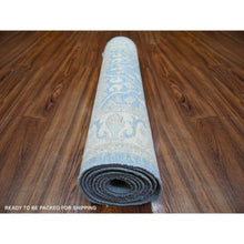 Load image into Gallery viewer, 2&#39;7&quot;x9&#39;8&quot; Beau Blue, Natural Dyes Finer Peshawar With Soft Colors, 100% Wool Hand Knotted, Runner Oriental Rug FWR442128