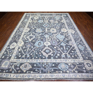9'x11'8" Black Coral, Afghan Angora Oushak With All Over Pattern Natural Dyes, Soft Wool Hand Knotted, Oriental Rug FWR442188