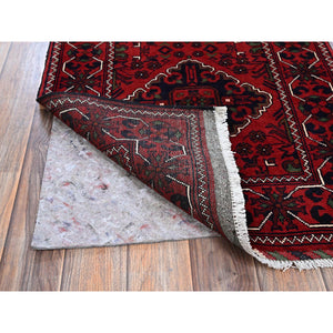 2'3"x5' Crimson Red, Afghan Khamyab With Geometric Medallions Design, Hand Knotted, Soft Wool, Vegetable Dyes, Short & Narrow Runner, Oriental Rug FWR4416
