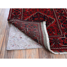 Load image into Gallery viewer, 2&#39;3&quot;x5&#39; Crimson Red, Afghan Khamyab With Geometric Medallions Design, Hand Knotted, Soft Wool, Vegetable Dyes, Short &amp; Narrow Runner, Oriental Rug FWR4416