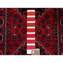 Load image into Gallery viewer, 2&#39;3&quot;x5&#39; Crimson Red, Afghan Khamyab With Geometric Medallions Design, Hand Knotted, Soft Wool, Vegetable Dyes, Short &amp; Narrow Runner, Oriental Rug FWR4416