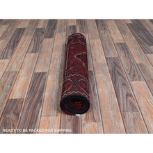 Load image into Gallery viewer, 2&#39;3&quot;x5&#39; Crimson Red, Afghan Khamyab With Geometric Medallions Design, Hand Knotted, Soft Wool, Vegetable Dyes, Short &amp; Narrow Runner, Oriental Rug FWR4416