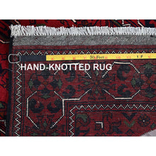 Load image into Gallery viewer, 2&#39;3&quot;x5&#39; Crimson Red, Afghan Khamyab With Geometric Medallions Design, Hand Knotted, Soft Wool, Vegetable Dyes, Short &amp; Narrow Runner, Oriental Rug FWR4416