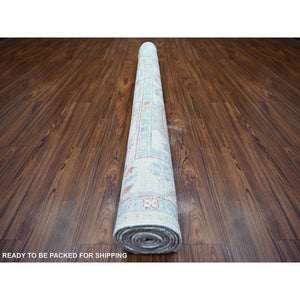 6'1"x9'4" Ivory, Hand Knotted Afghan Angora Oushak With All Over Design, Natural Dyes Extra Soft Wool, Oriental Rug FWR442218