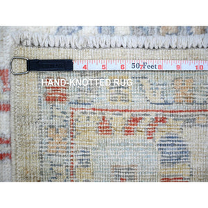 6'1"x9'4" Ivory, Hand Knotted Afghan Angora Oushak With All Over Design, Natural Dyes Extra Soft Wool, Oriental Rug FWR442218