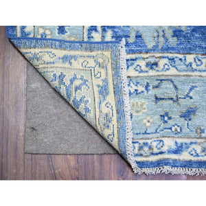 5'8"x9' Steel Blue, Hand Knotted Afghan Angora Oushak With All Over Design, Natural Dyes Soft Wool, Oriental Rug FWR442236