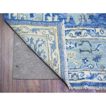 Load image into Gallery viewer, 5&#39;8&quot;x9&#39; Steel Blue, Hand Knotted Afghan Angora Oushak With All Over Design, Natural Dyes Soft Wool, Oriental Rug FWR442236