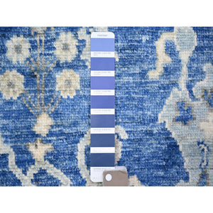 5'8"x9' Steel Blue, Hand Knotted Afghan Angora Oushak With All Over Design, Natural Dyes Soft Wool, Oriental Rug FWR442236