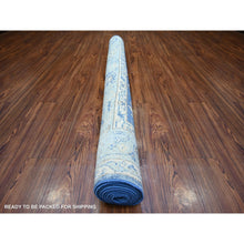 Load image into Gallery viewer, 5&#39;8&quot;x9&#39; Steel Blue, Hand Knotted Afghan Angora Oushak With All Over Design, Natural Dyes Soft Wool, Oriental Rug FWR442236