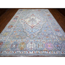 Load image into Gallery viewer, 10&#39;1&quot;x13&#39;9&quot; Cloud Gray, Anatolian Village Inspired With Large Medallion Natural Dyes, Extra Soft Wool Hand Knotted, Oriental Rug FWR442242
