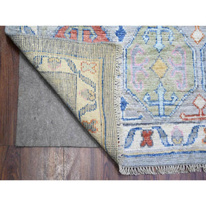 10'1"x13'9" Cloud Gray, Anatolian Village Inspired With Large Medallion Natural Dyes, Extra Soft Wool Hand Knotted, Oriental Rug FWR442242