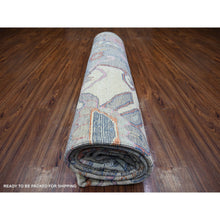 Load image into Gallery viewer, 10&#39;1&quot;x13&#39;9&quot; Cloud Gray, Anatolian Village Inspired With Large Medallion Natural Dyes, Extra Soft Wool Hand Knotted, Oriental Rug FWR442242