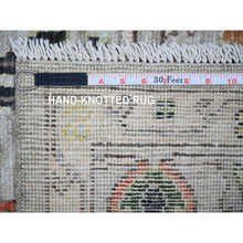 Load image into Gallery viewer, 6&#39;x9&#39;1&quot; Silver Gray, Afghan Angora Oushak with Colorful Pattern Natural Dyes, Soft Wool Hand Knotted, Oriental Rug FWR442284