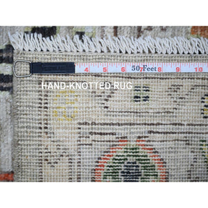 6'x9'1" Silver Gray, Afghan Angora Oushak with Colorful Pattern Natural Dyes, Soft Wool Hand Knotted, Oriental Rug FWR442284