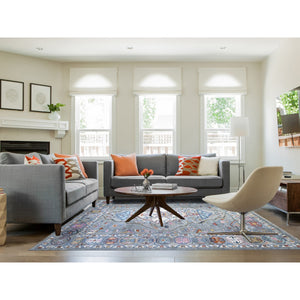 8'3"x9'9" Cloud Gray, Anatolian Village Inspired With Large Medallion Natural Dyes, Soft Wool Hand Knotted, Oriental Rug FWR442404
