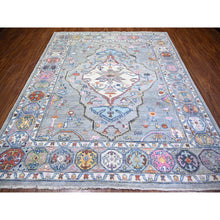 Load image into Gallery viewer, 8&#39;3&quot;x9&#39;9&quot; Cloud Gray, Anatolian Village Inspired With Large Medallion Natural Dyes, Soft Wool Hand Knotted, Oriental Rug FWR442404