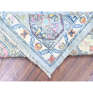 8'3"x9'9" Cloud Gray, Anatolian Village Inspired With Large Medallion Natural Dyes, Soft Wool Hand Knotted, Oriental Rug FWR442404