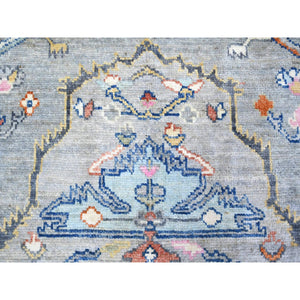 8'3"x9'9" Cloud Gray, Anatolian Village Inspired With Large Medallion Natural Dyes, Soft Wool Hand Knotted, Oriental Rug FWR442404
