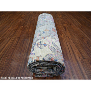 8'3"x9'9" Cloud Gray, Anatolian Village Inspired With Large Medallion Natural Dyes, Soft Wool Hand Knotted, Oriental Rug FWR442404