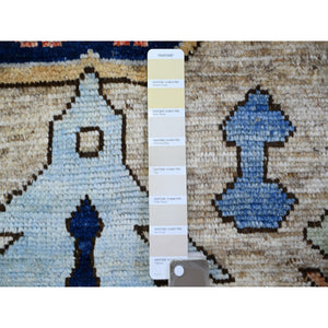 2'10"x9'7" Tan Color, Anatolian Village Inspired With Large Design Elements And Bird Figurines Vegetable Dyes, Extra Soft  Wool Hand Knotted Oriental Runner Rug FWR442410