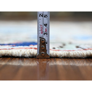 2'10"x9'7" Tan Color, Anatolian Village Inspired With Large Design Elements And Bird Figurines Vegetable Dyes, Extra Soft  Wool Hand Knotted Oriental Runner Rug FWR442410