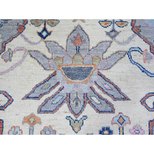 10'3"x13'7" Cloud Gray, Anatolian Village Inspired With Large Medallion Vegetable Dyes, Pure Wool Hand Knotted, Oriental Rug FWR442422