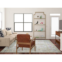 Load image into Gallery viewer, 8&#39;x9&#39;9&quot; Ivory, Afghan Angora Oushak With Colorful Motifs Natural Dyes, 100% Wool Hand Knotted, Oriental Rug FWR442584