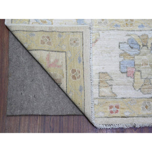 8'x9'9" Ivory, Afghan Angora Oushak With Colorful Motifs Natural Dyes, 100% Wool Hand Knotted, Oriental Rug FWR442584