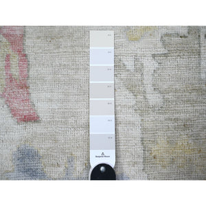 8'x9'9" Ivory, Afghan Angora Oushak With Colorful Motifs Natural Dyes, 100% Wool Hand Knotted, Oriental Rug FWR442584