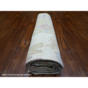 8'x9'9" Ivory, Afghan Angora Oushak With Colorful Motifs Natural Dyes, 100% Wool Hand Knotted, Oriental Rug FWR442584