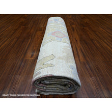 Load image into Gallery viewer, 8&#39;x9&#39;9&quot; Ivory, Afghan Angora Oushak With Colorful Motifs Natural Dyes, 100% Wool Hand Knotted, Oriental Rug FWR442584