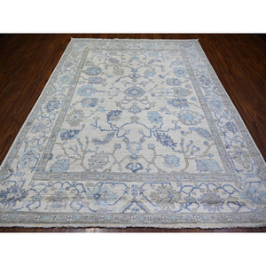 8'x9'10" Ivory, Afghan Angora Oushak With Soft Color, Natural Dyes, 100% Wool, Hand Knotted, Oriental Rug FWR442680