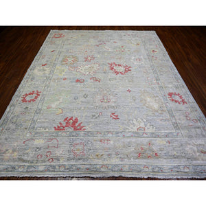 8'3"x9'8" Silver Gray, Natural Dyes Afghan Angora Oushak With Soft Colors, Extra Soft Wool Hand Knotted, Oriental Rug FWR442794