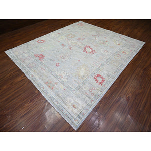 8'3"x9'8" Silver Gray, Natural Dyes Afghan Angora Oushak With Soft Colors, Extra Soft Wool Hand Knotted, Oriental Rug FWR442794