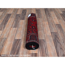 Load image into Gallery viewer, 2&#39;3&quot;x5&#39; Angels Red, Afghan Khamyab With Geometric Pattern, Hand Knotted, Soft And Velvety Wool, Vegetable Dyes, Short &amp; Narrow Runner, Oriental Rug FWR4422