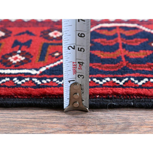 2'3"x5' Angels Red, Afghan Khamyab With Geometric Pattern, Hand Knotted, Soft And Velvety Wool, Vegetable Dyes, Short & Narrow Runner, Oriental Rug FWR4422