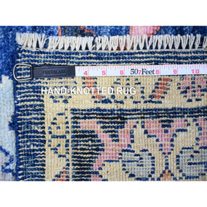 6'2"x8'10" Sapphire Blue, Afghan Angora Oushak With Colorful Motifs Natural Dyes, Soft Wool Hand Knotted, Oriental Rug FWR442812