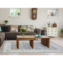 Load image into Gallery viewer, 8&#39;1&quot;x9&#39;8&quot; Carbon Gray, Stone Washed Peshawar With Bijar Garus Design, Vegetable Dyes, Soft Wool Hand Knotted, Oriental Rug FWR442956