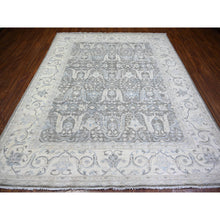 Load image into Gallery viewer, 8&#39;1&quot;x9&#39;8&quot; Carbon Gray, Stone Washed Peshawar With Bijar Garus Design, Vegetable Dyes, Soft Wool Hand Knotted, Oriental Rug FWR442956