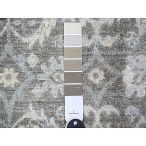 8'1"x9'8" Carbon Gray, Stone Washed Peshawar With Bijar Garus Design, Vegetable Dyes, Soft Wool Hand Knotted, Oriental Rug FWR442956