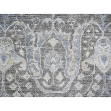 Load image into Gallery viewer, 8&#39;1&quot;x9&#39;8&quot; Carbon Gray, Stone Washed Peshawar With Bijar Garus Design, Vegetable Dyes, Soft Wool Hand Knotted, Oriental Rug FWR442956